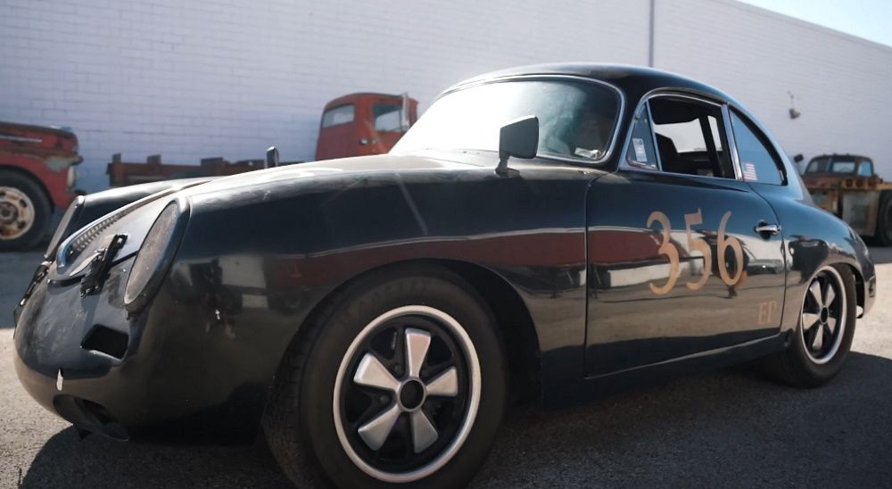 1961 Porsche 356, black, front quarter view