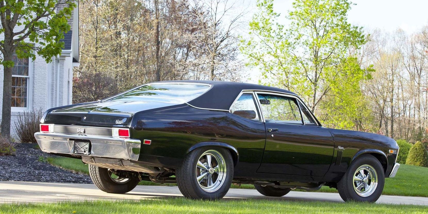 Black 1969 Chevy Nova SS on the driveway