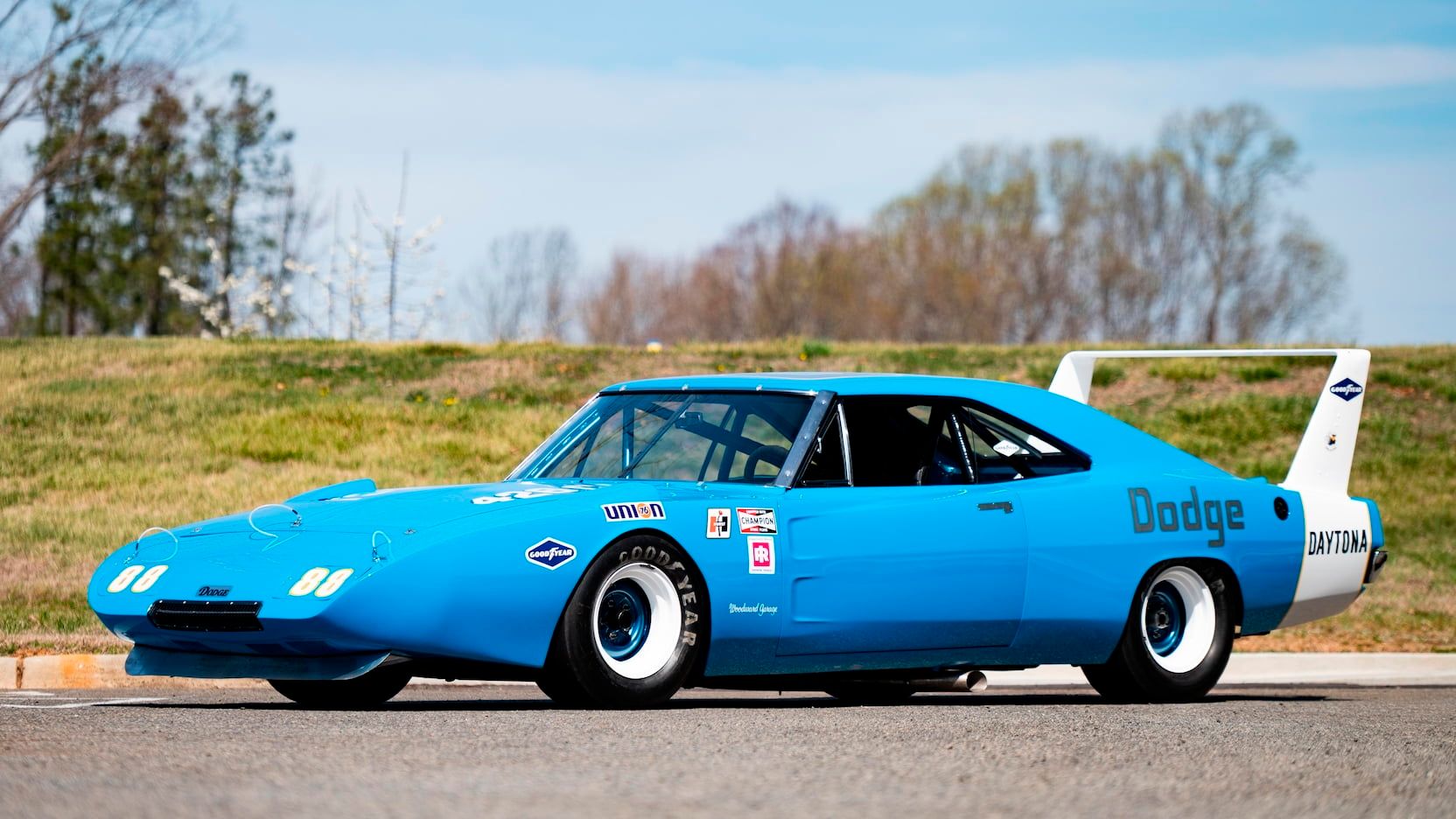 A parked NASCAR 1969 Dodge Hemi Daytona