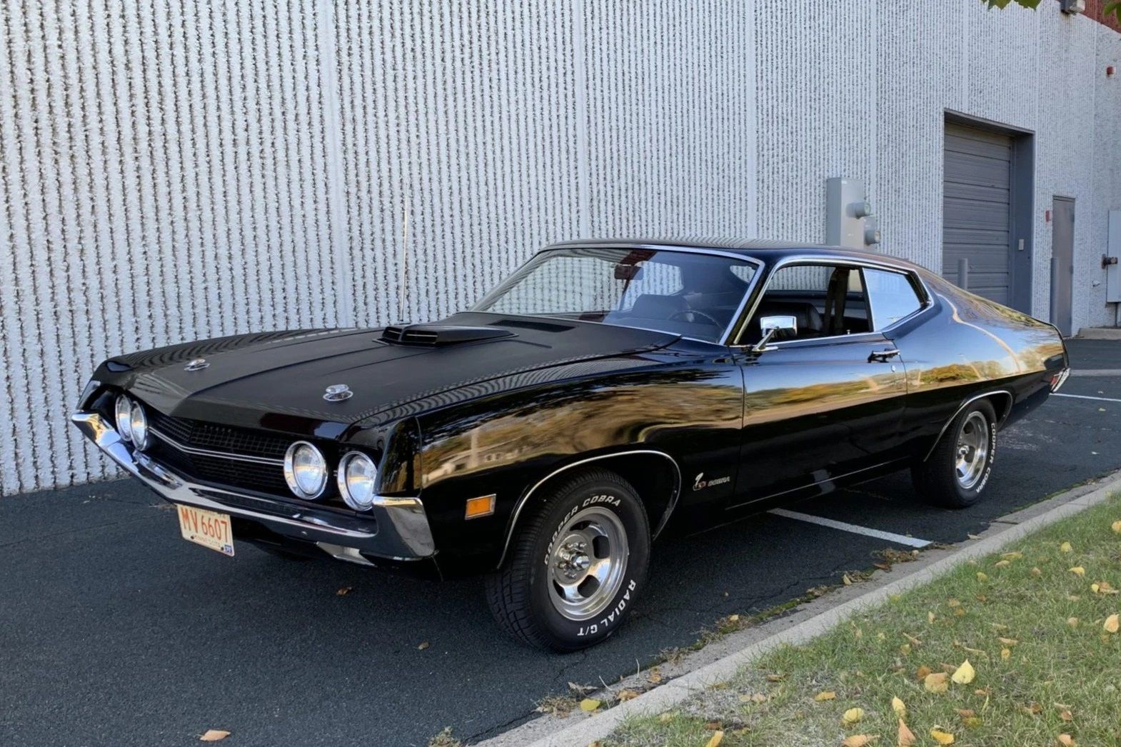 A parked 1970 Ford Torino Cobra