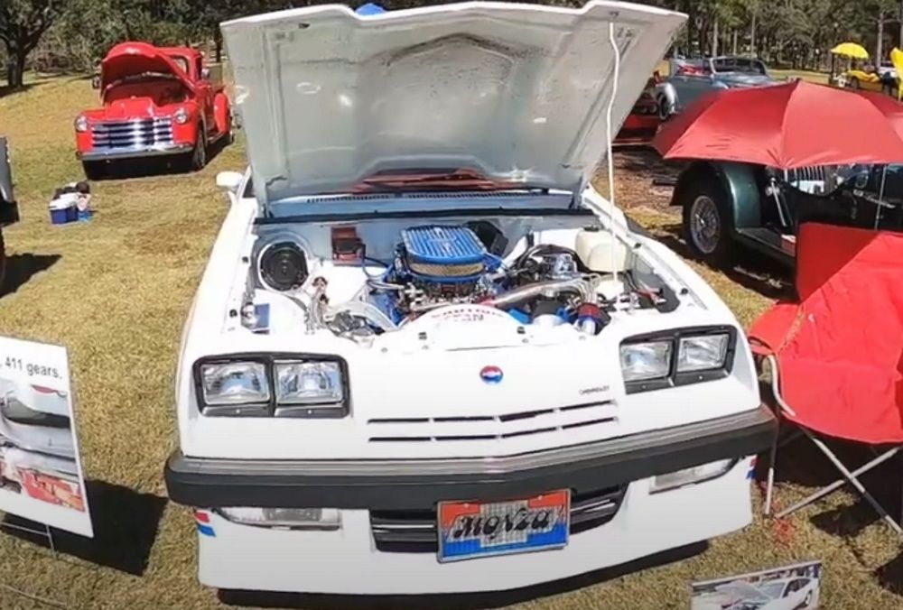 A restored white1977 Chevrolet Monza Mirage