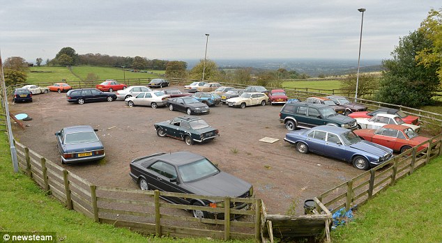 Rarities: The fleet of 105 rare British and American vehicles were abandoned at a mansion in Biddulph Park, Staffordshire, last July when the tenant was evicted for not paying the rent