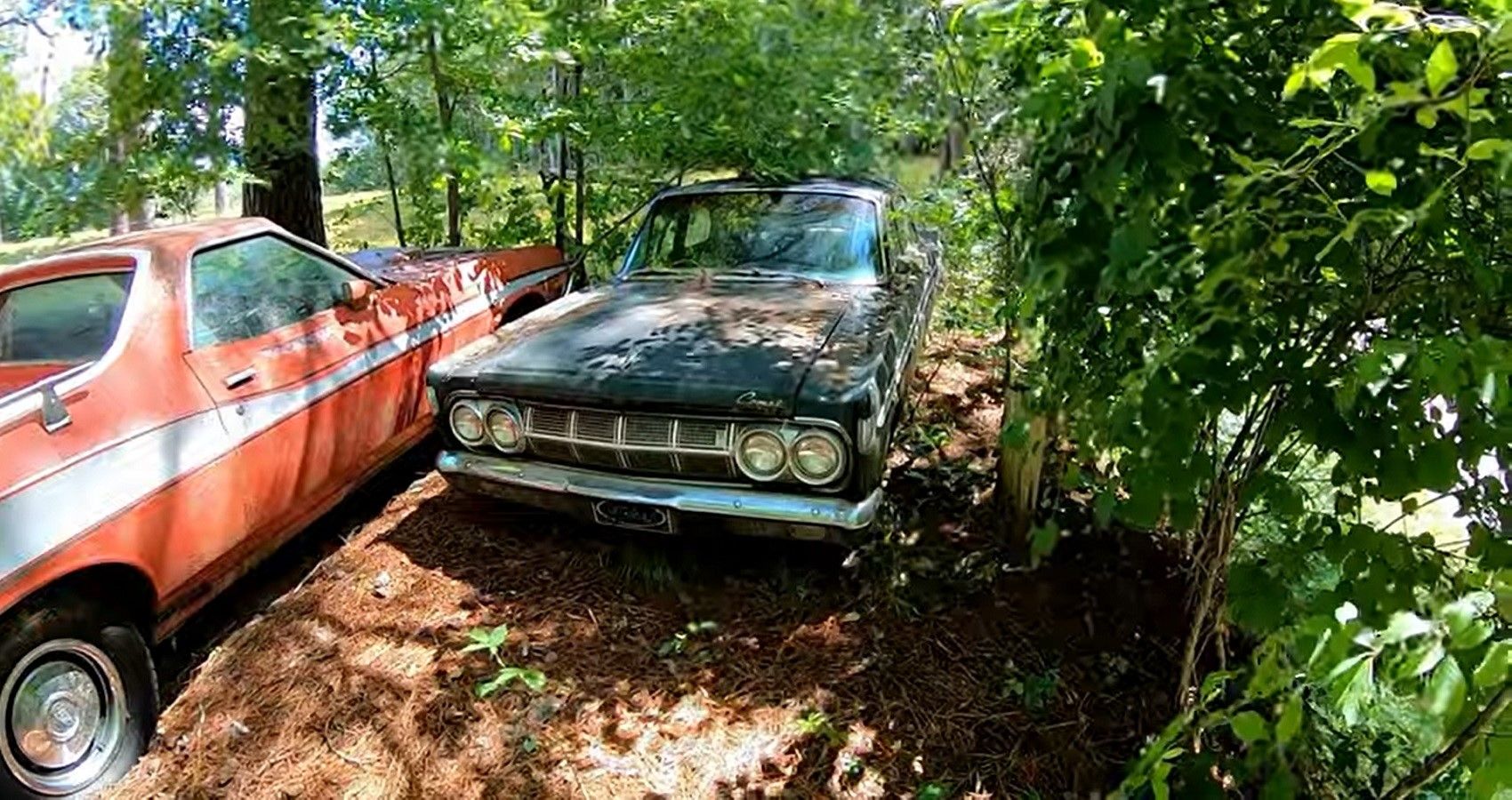 1964 Mercury Comet barn find, front profile view, dark color